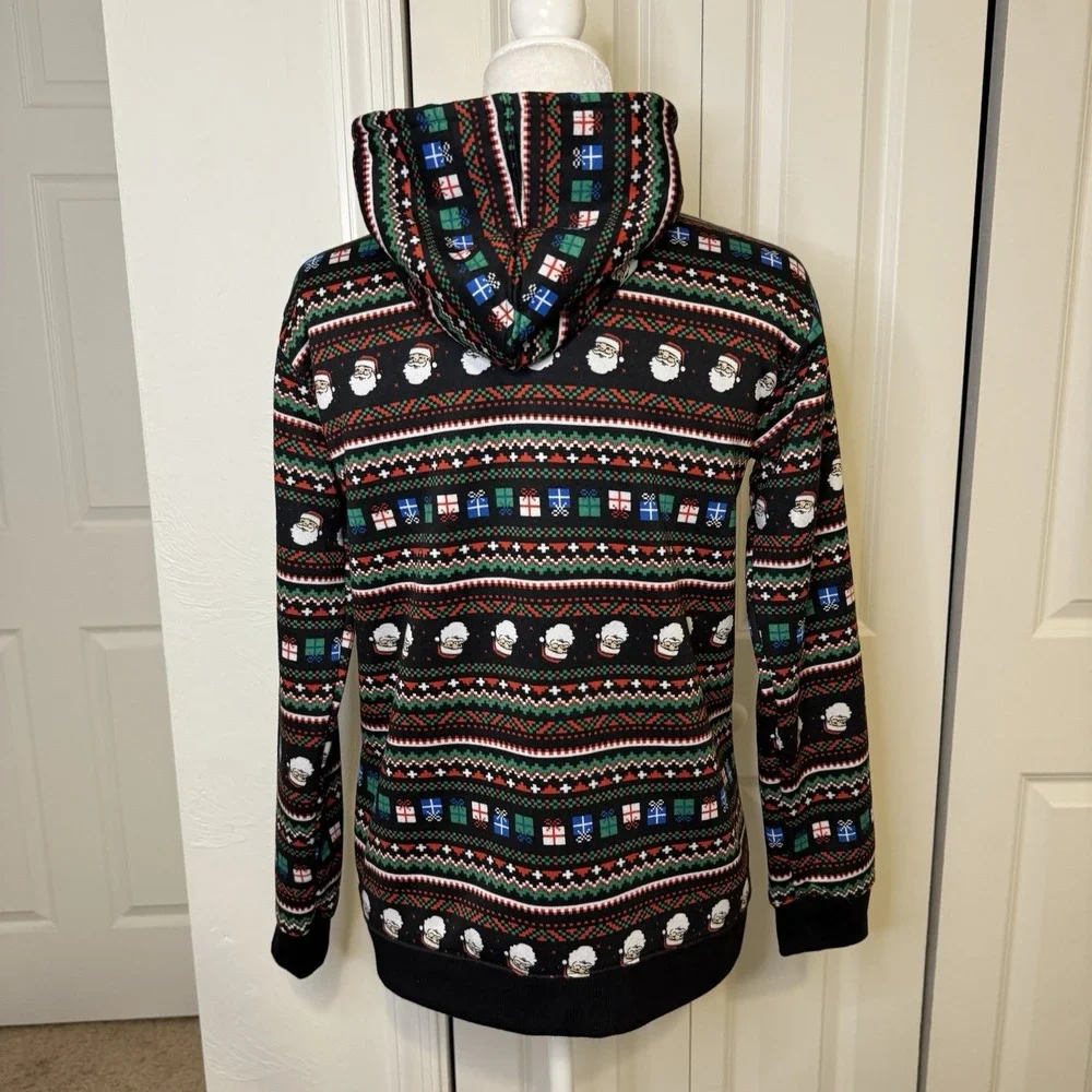 Berkley Jensen Christmas Hoodie Jacket Juniors Sz 14-16 Santa Cozy Plush Lined
